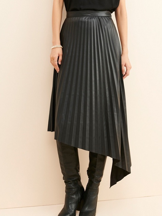bishop + young Dresses & Skirts - bishop + young Presley Vegan Leather Pleated Asymmetrical Midi Skirt